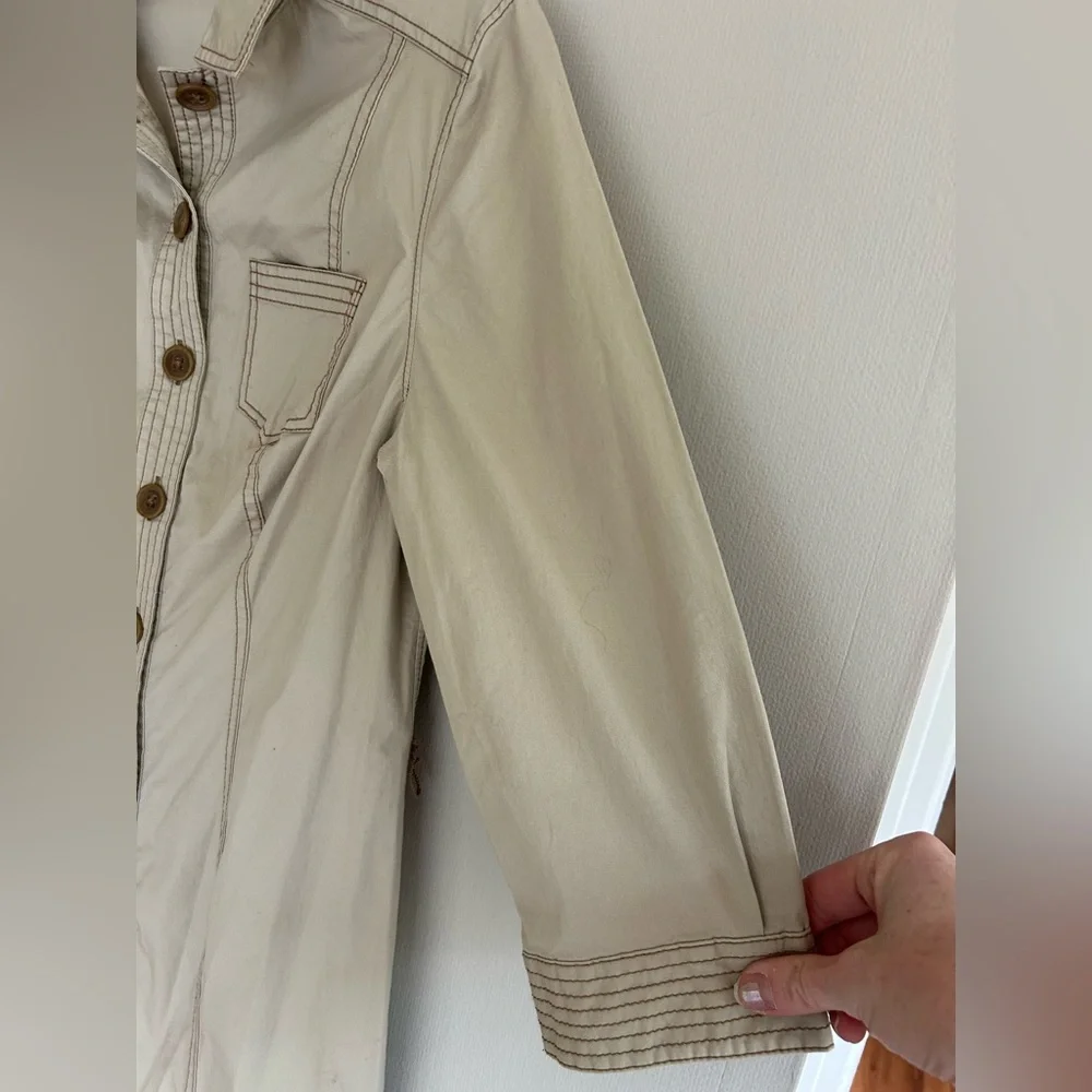 NWOT BODEN Khaki Button Down Cotton Twill Shirt Dress Safari French Utility Sz 6 - Picture 8 of 16